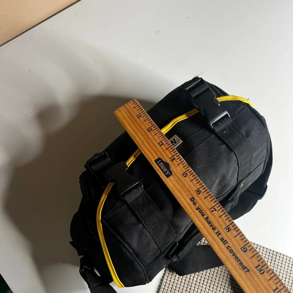 Nikon Camera Messenger Bag Black Yellow Canvas Padded Shoulder Strap Case